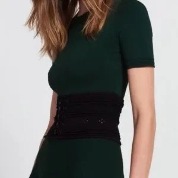 Sandro Paris Brandy Banded Waist Knit Dress – Emerald Green (Size 2 / XS) - Picture 2 of 14
